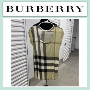 BURBERRY BRIT Woman's T-Shirt Short Sleeve Green Nova Check Size S
